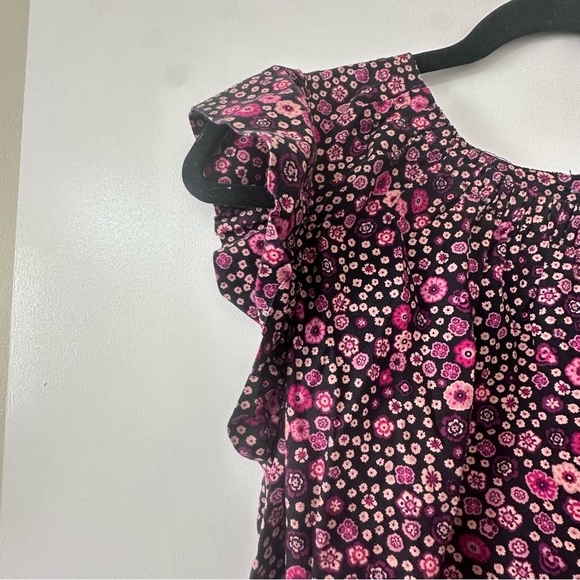 Loft Pink Floral Sleeveless Ruffle Blouse Size L - Picture 4 of 8